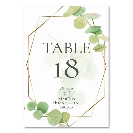 TABLE NUMBER | モダンな春のユーカリ テーブルナンバー (正面)