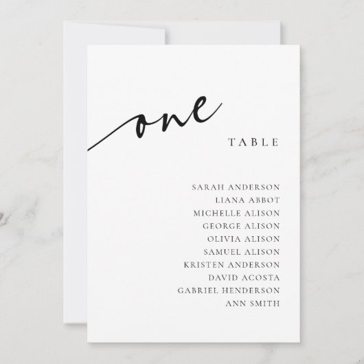 Table Number 1 One Seating Chart Card 招待状 (正面)