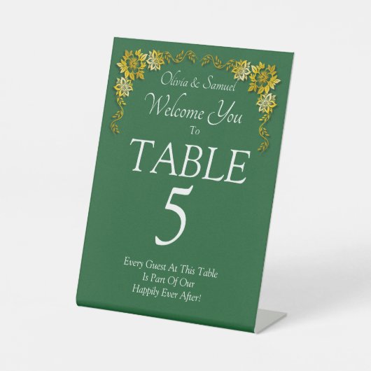 Table Number, Acrylic Pedestal Sign Emerald Green  台座サイン (正面)