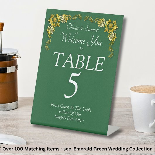 Table Number, Acrylic Pedestal Sign Emerald Green 台座サイン