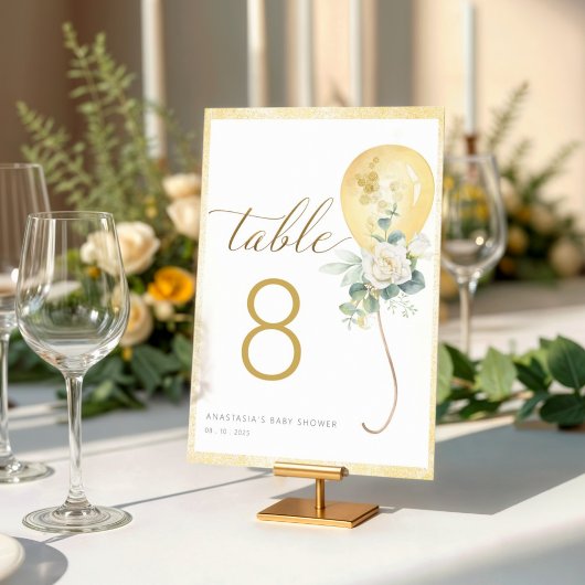 Table Number Card - It's A Boy Baby Shower Gold  テーブルナンバー