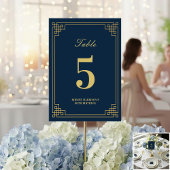 Table Number Chic Navy Blue Gold 80th Birthday テーブルナンバー