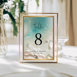 Table Number | Ethereal Shoreline Teal Ocean テーブルナンバー