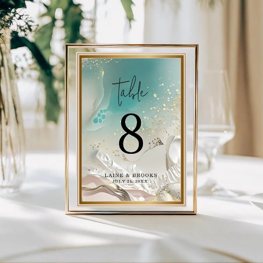 Table Number | Ethereal Shoreline Teal Ocean テーブルナンバー