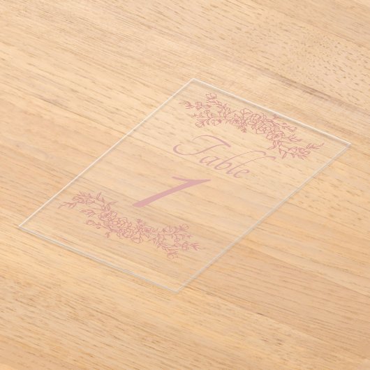 Table Number Simple Minimalist Clear アクリル招待状 (レイダウン)