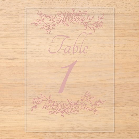 Table Number Simple Minimalist Clear アクリル招待状 (正面)