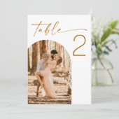 Table Number with Two Arch Photos. Elegant Wedding シーズンカード (スタンド正面)