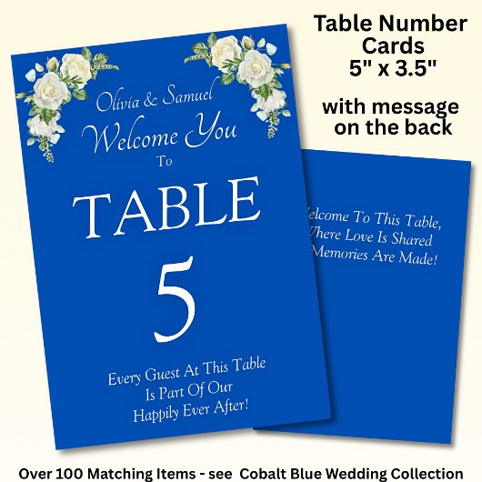 Table Number - with Welcome Message  Cobalt Blue テーブルナンバー