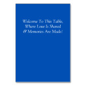 Table Number - with Welcome Message  Cobalt Blue テーブルナンバー (裏面)