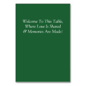 Table Number - with Welcome Message  Emerald Green テーブルナンバー (裏面)