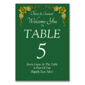 Table Number - with Welcome Message  Emerald Green テーブルナンバー (正面)
