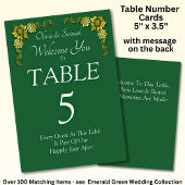 Table Number - with Welcome Message  Emerald Green テーブルナンバー