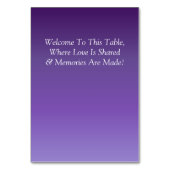 Table Number - with Welcome Message  Purple Mauve  テーブルナンバー (裏面)