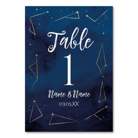 Table Numbers 結婚's Star Signs Navy テーブルナンバー (正面)