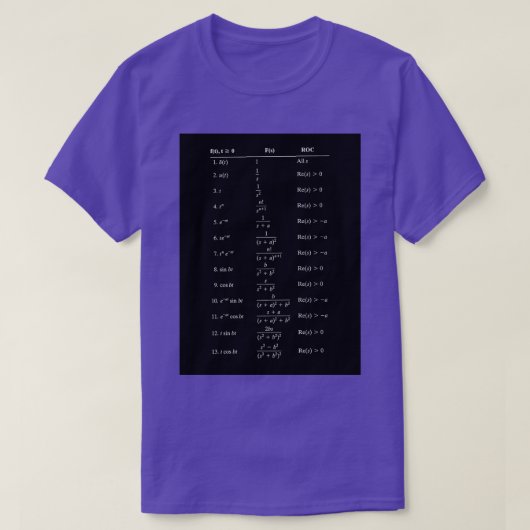Table of Laplace Transform Table Laplace Transform Tシャツ (デザイン正面)