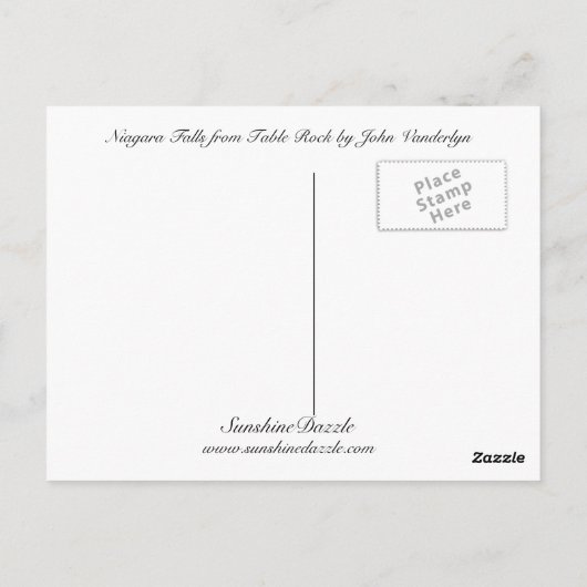 Table Rockのナイアガラ滝 ポストカード (裏面)
