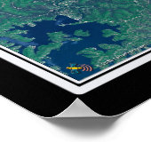 Table Rock Lake Arkansas – ミズーリ衛星地図 ポスター (角)