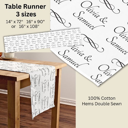 Table Runner Add Names Black White Infinity Scroll ショートテーブルランナー