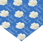 Table Runner Add Names Cobalt Blue White Roses ショートテーブルランナー (コーナー)