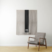 Table Runner Banner Business Logo Beige Linen タペストリー (インサイチュ)