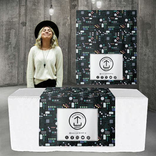 Table Runner Banner Business Logo Circuit Board タペストリー