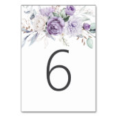 Table Six Watercolor Purple Floral Wedding テーブルナンバー (裏面)