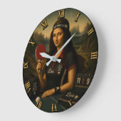 Table Tennis Funny Mona Lisa Ping Pong ラージ壁時計 (傾斜)