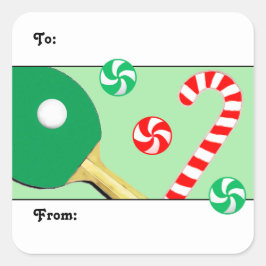 Table Tennis Holiday Gift Tags スクエアシール