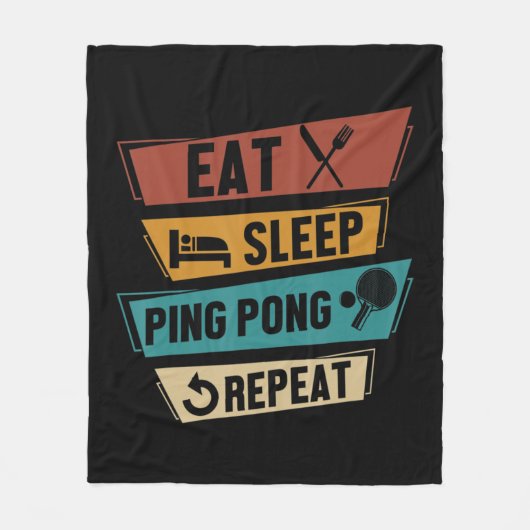 Table Tennis Lover Eat Sleep Ping Pong Repeat フリースブランケット (正面)