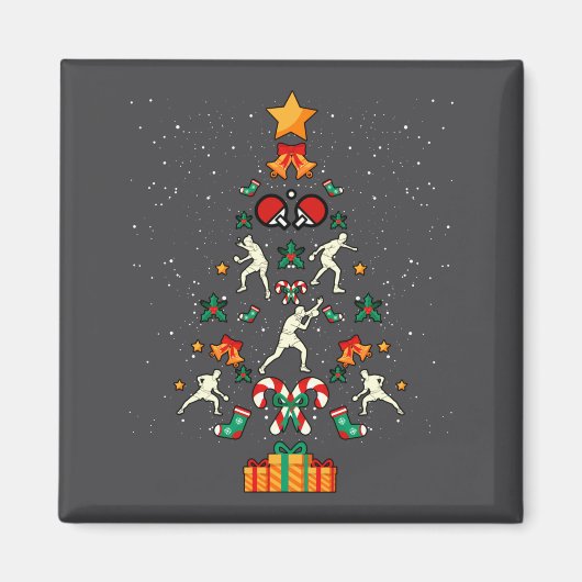 Table Tennis Ng Ng Player Christmas Tree Xmas Long マグネット (正面)
