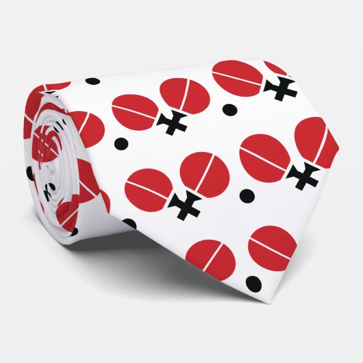 Table tennis ping-pong rackets and ball black, red ネクタイ (ロール)