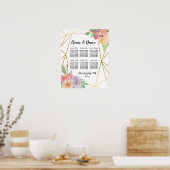 Table Wedding Floral Poster Seating Gold Frame ポスター (キッチン)