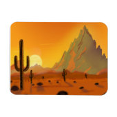 Tableau d'art des 2 cactus en fond de désert aride マグネット (横)