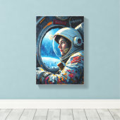 Tableau Déco ( Astronaute qui contemple L'Espace ) キャンバスプリント (インサイチュ (ウッドフロア))