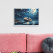Tableau Déco( Bateau de Croisière Sous La Lune) キャンバスプリント (インサイチュ (リビング))