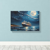 Tableau Déco( Bateau de Croisière Sous La Lune) キャンバスプリント (インサイチュ (ウッドフロア))