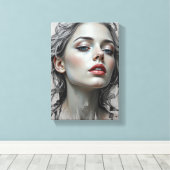 Tableau Déco ( Fleur Argentée ) Portrait Beauté キャンバスプリント (インサイチュ (ウッドフロア))