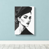 Tableau Déco (Portrait d'une Femme Chic )  キャンバスプリント (インサイチュ (ウッドフロア))