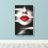 Tableau Déco (Portrait Lèvre )  キャンバスプリント (インサイチュ (ウッドフロア))