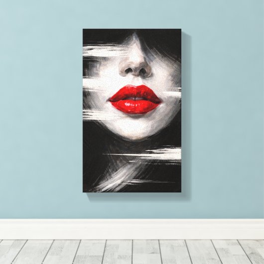 Tableau Déco (Portrait Lèvre )  キャンバスプリント (インサイチュ (ウッドフロア))