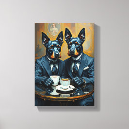 Tableau Décoratif (Deux Chien Doberman Élégant) キャンバスプリント