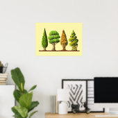 tableau des trois arbres sculptés dessin digital ポスター (ホームオフィス)