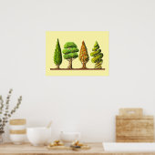 tableau des trois arbres sculptés dessin digital ポスター (キッチン)