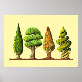 tableau des trois arbres sculptés dessin digital ポスター