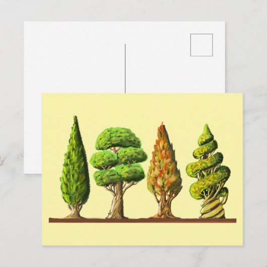 tableau des trois arbres sculptés dessin digital ポストカード (正面/裏面)