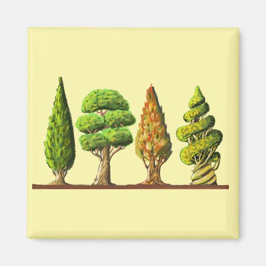 tableau des trois arbres sculptés dessin digital マグネット (正面)