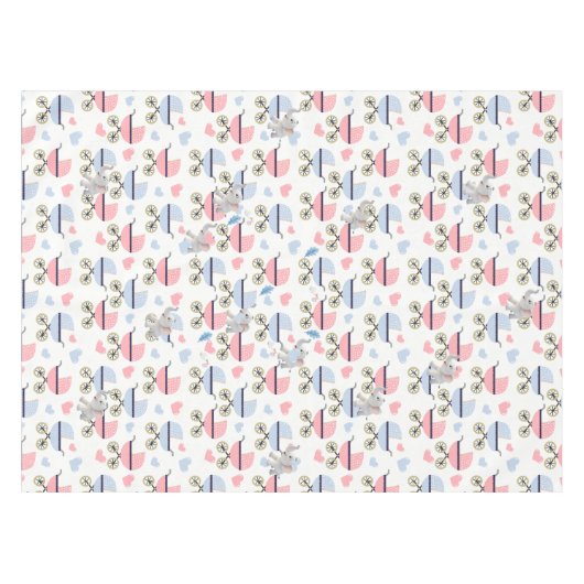 Tablecloth Baby Stroller Stork Pink Blue Elephant テーブルクロス (正面(横))