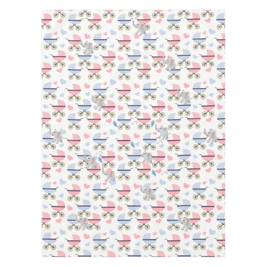 Tablecloth Baby Stroller Stork Pink Blue Elephant テーブルクロス (正面)