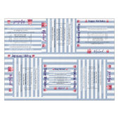 Tablecloth Blue & White Stripe Happy Birthday  テーブルクロス (正面(横))