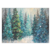Tablecloth Green Christmas Trees Winter Forest テーブルクロス (正面(横))